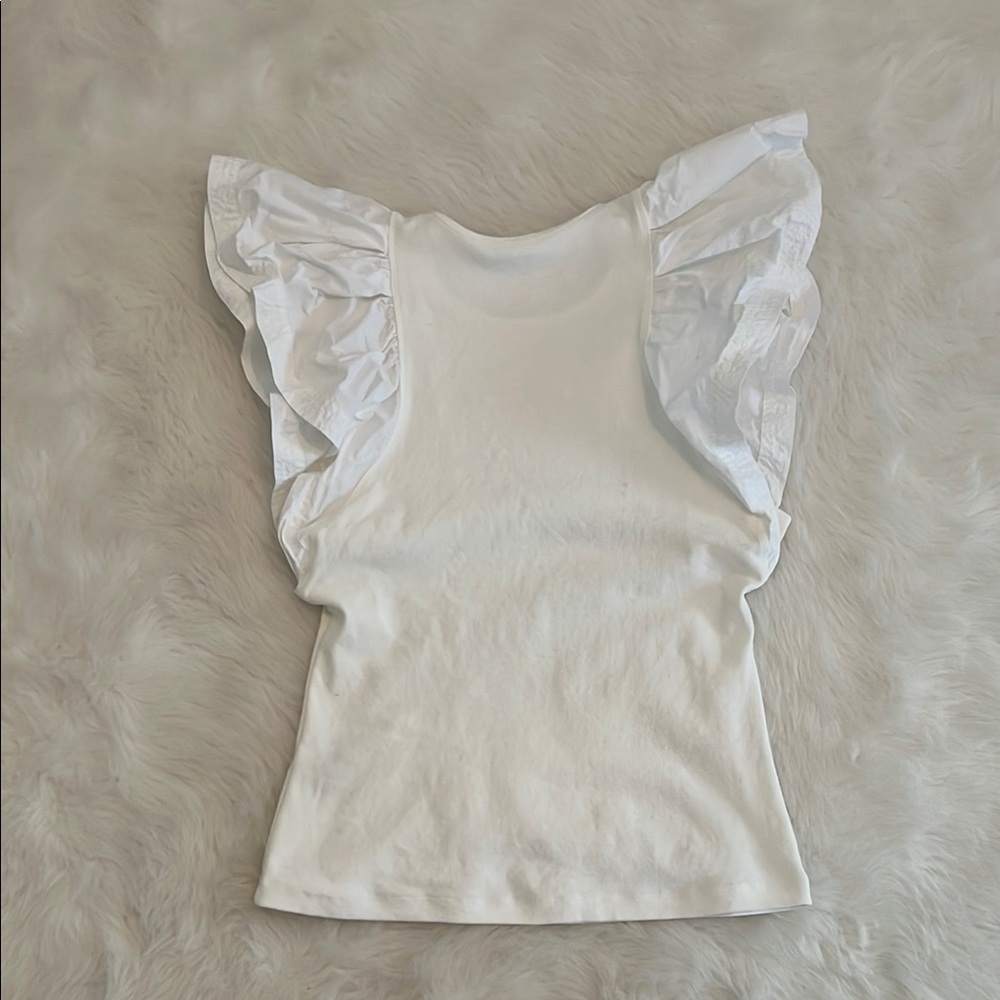 A.L.C. Cream Ruffle Sleeve Top - Picture 7 of 8